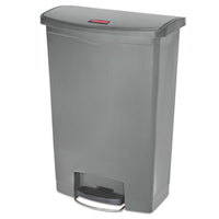 Rubbermaid® Commercial Streamline® Resin Step-On Container, Front Step Style, 24 gal, Polyethylene, Gray Indoor All-Purpose Waste Bins - Office Ready