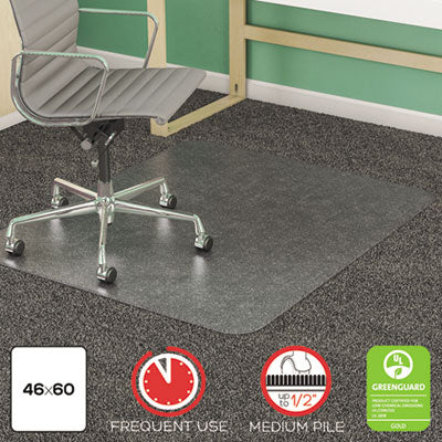 deflecto® SuperMat Frequent Use Chair Mat for Medium Pile Carpeting, Medium Pile Carpet, Flat, 46 x 60, Rectangle, Clear Mats-Chair Mat - Office Ready