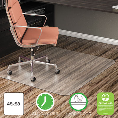deflecto® EconoMat® Non-Studded All Day Use Chair Mat for Hard Floors, 45 x 53, Clear Mats-Chair Mat - Office Ready