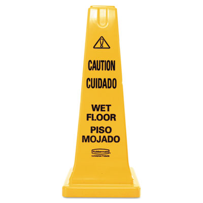 Rubbermaid® Commercial Multilingual Safety Cone, 10.55 x 10.5 x 25.63, Yellow Safety Cones-Sign Cone - Office Ready