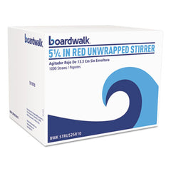 Boardwalk® Single-Tube Stir-Straws,5.25", Polypropylene, Red, 1,000/Pack, 10 Packs/Carton