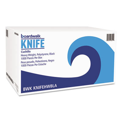 Boardwalk® Heavyweight Polystyrene Cutlery, Knife, Black, 1000/Carton Utensils-Disposable Knife - Office Ready