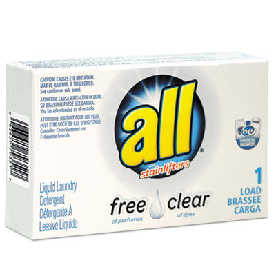 All® Free Clear HE Liquid Laundry Detergent Vend-Box, Unscented, 1.6 oz Vend-Box, 100/Carton Laundry Detergents - Office Ready