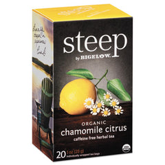 Bigelow® steep Tea, Chamomile Citrus Herbal, 1 oz Tea Bag, 20/Box