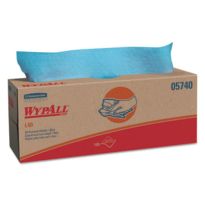 WypAll® L40 Towels, POP-UP Box, Blue, 16 2/5 x 9 4/5, 100/Box, 9 Boxes/Carton Towels & Wipes-Shop Towels and Rags - Office Ready