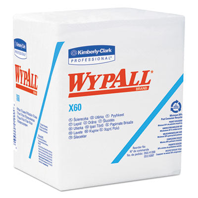 WypAll® X60 Cloths, 1/4 Fold, 12 1/2 x 13, White, 76/Box, 12 Boxes/Carton Towels & Wipes-Shop Towels and Rags - Office Ready