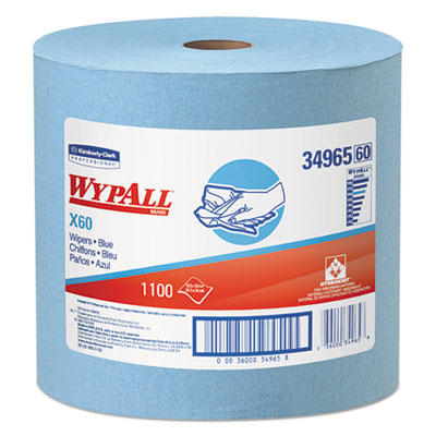 WypAll® X60 Cloths, Jumbo Roll, 12 1/2 x 13 2/5, Blue, 1100/Roll Towels & Wipes-Shop Towels and Rags - Office Ready