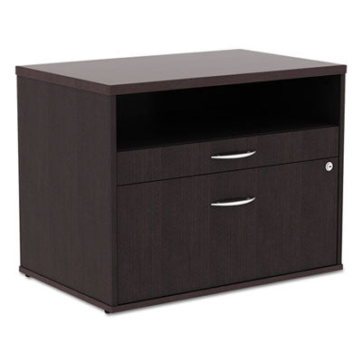 Alera® Open Office Desk Series Low File Cabinet Credenza, 2-Drawer: Pencil/File,Legal/Letter,1 Shelf,Espresso,29.5x19.13x22.88 File Cabinets-Lateral Pedestal - Office Ready