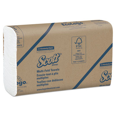 Scott® Essential Multi-Fold Towels, 8 x 9.4, White, 250/Pack, 16 Packs/Carton Towels & Wipes-Multifold Paper Towel - Office Ready