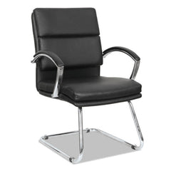 Alera® Neratoli® Slim Profile Guest Chair, Faux Leather, 23.81" x 27.16" x 36.61", Black Seat/Back, Chrome Base