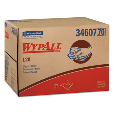 WypAll® L20 Towels, Brag Box, 12 1/2 x 16 4/5, Multi-Ply, White, 176/Box Towels & Wipes-Disposable Dry Wipe - Office Ready