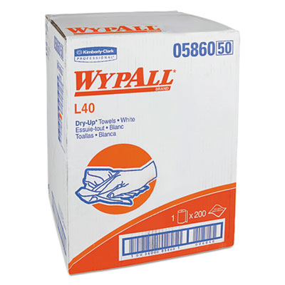 WypAll® L40 Towels, Dry Up Towels, 19.5 x 42, White, 200 Towels/Roll Towels & Wipes-Shop Towels and Rags - Office Ready