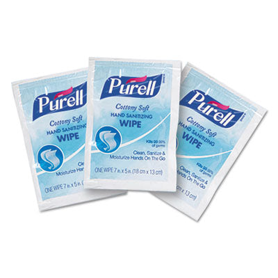 PURELL® Cottony Soft Individually Wrapped Sanitizing Hand Wipes, 5 x 7, 1000/Carton Towels & Wipes-Hand/Body Wet Wipe - Office Ready