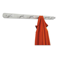 Safco® Nail Head Metal Coat Hooks, Six Hooks, Metal, 36w x 2.75d x 2h, Satin Wall Hook Racks & Rails - Office Ready