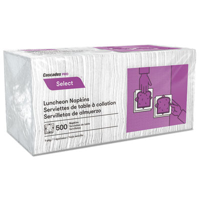 Cascades PRO Select® Single Serve Napkins, 1 Ply, 12 x 12, White, 500/Pack, 6,000 Packs/Carton Napkins-Luncheon - Office Ready