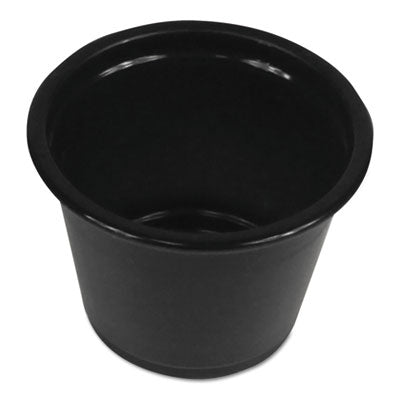Boardwalk® Soufflé/Portion Cups, 1 oz, Polypropylene, Black, 20 Cups/Sleeve, 125 Sleeves/Carton Cups-Portion, Plastic - Office Ready