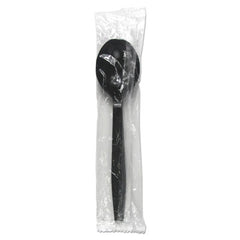Boardwalk® Heavyweight Wrapped Polypropylene Cutlery, Soup Spoon, Black, 1,000/Carton