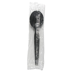Boardwalk® Heavyweight Wrapped Polystyrene Cutlery, Soup Spoon, Black, 1,000/Carton