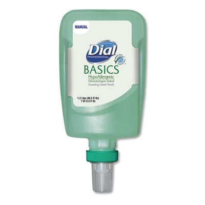 Dial® Professional Basics Hypoallergenic Foaming Hand Wash Refill for FIT Manual Dispenser, Honeysuckle, 1.2 L, 3/Carton Personal Soaps-Foam Refill, Moisturizing - Office Ready
