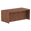 Alera® Valencia™ Series Bow Front Desk Shell, 71" x 41.38" x 29.63", Modern Walnut Desks-Desk Shells - Office Ready