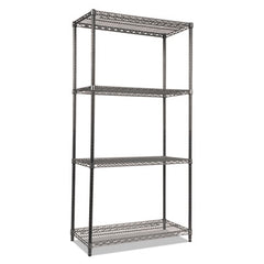 Alera® Black Anthracite Wire Shelving Kit, Four-Shelf, 36w x 18d x 72h, Black Anthracite