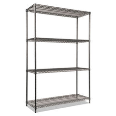 Alera® Black Anthracite Wire Shelving Kit, Four-Shelf, 48w x 18d x 72h, Black Anthracite