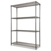 Alera® Black Anthracite Wire Shelving Kit, Four-Shelf, 48w x 18d x 72h, Black Anthracite Shelving Units-Multiuse Shelving-Open - Office Ready