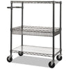 Alera® Three-Tier Wire Cart with Basket, 34w x 18d x 40h, Black Anthracite Carts & Stands-Utility Cart - Office Ready