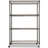 Alera® NSF Certified 4-Shelf Wire Shelving Kit with Casters, 48w x 18d x 72h, Black Shelving Units-Multiuse Shelving-Open - Office Ready