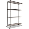 Alera® NSF Certified 4-Shelf Wire Shelving Kit with Casters, 48w x 18d x 72h, Black Shelving Units-Multiuse Shelving-Open - Office Ready