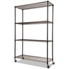 Alera® NSF Certified 4-Shelf Wire Shelving Kit with Casters, 48w x 18d x 72h, Black Shelving Units-Multiuse Shelving-Open - Office Ready