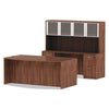 Alera® Valencia™ Series Bow Front Desk Shell, 71" x 41.38" x 29.63", Modern Walnut Desks-Desk Shells - Office Ready