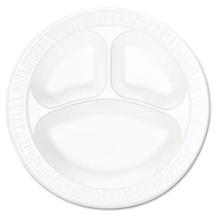 Dart® Concorde® Non-Laminated Foam Dinnerware, 3-Compartment, 10.25" dia, White, 125/Pack, 4 Packs/Carton