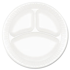 Dart® Concorde® Non-Laminated Foam Dinnerware, 3-Compartment, 9" dia, White, 125/Pack, 4 Packs/Carton