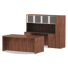 Alera® Valencia™ Series Bow Front Desk Shell, 71" x 41.38" x 29.63", Modern Walnut Desks-Desk Shells - Office Ready