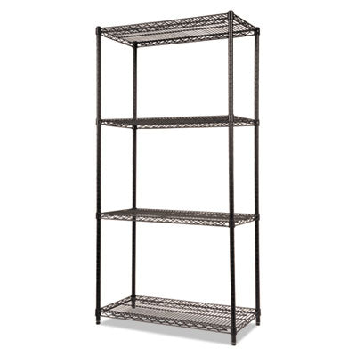 Alera® NSF Certified Industrial Heavy-Duty Wire Shelving Starter Kit, 36w x 18d x 72h, Black Shelving Units-Multiuse Shelving-Open - Office Ready