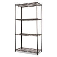 Alera® NSF Certified Industrial Heavy-Duty Wire Shelving Starter Kit, 36w x 18d x 72h, Black Shelving Units-Multiuse Shelving-Open - Office Ready