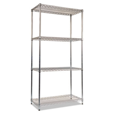 Alera® NSF Certified Industrial Heavy-Duty Wire Shelving Starter Kit, 36w x 18d x 72h, Silver Shelving Units-Multiuse Shelving-Open - Office Ready