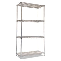 Alera® NSF Certified Industrial Heavy-Duty Wire Shelving Starter Kit, 36w x 18d x 72h, Silver Shelving Units-Multiuse Shelving-Open - Office Ready