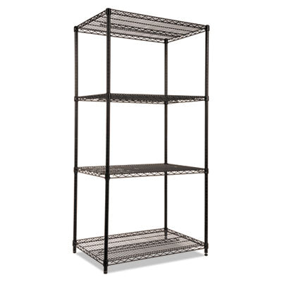 Alera® NSF Certified Industrial Heavy-Duty Wire Shelving Starter Kit, 36w x 24d x 72h, Black Shelving Units-Multiuse Shelving-Open - Office Ready