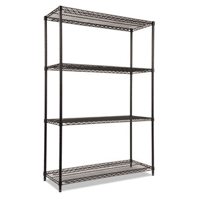 Alera® NSF Certified Industrial Heavy-Duty Wire Shelving Starter Kit, 48w x 18d x 72h, Black Shelving Units-Multiuse Shelving-Open - Office Ready