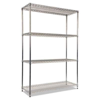 Alera® NSF Certified Industrial Heavy-Duty Wire Shelving Starter Kit, 48w x 18d x 72h, Silver Shelving Units-Multiuse Shelving-Open - Office Ready