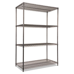 Alera® Black Anthracite Wire Shelving Kit, Four-Shelf, 48w x 24d x 72h, Black Anthracite
