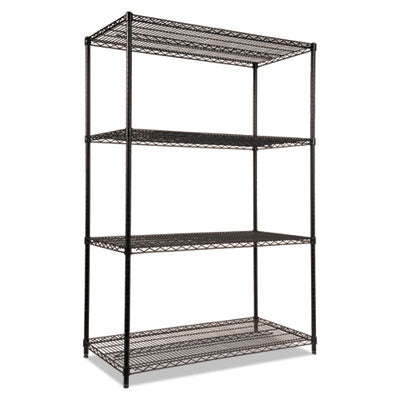 Alera® NSF Certified Industrial Heavy-Duty Wire Shelving Starter Kit, 48w x 24d x 72h, Black Shelving Units-Multiuse Shelving-Open - Office Ready