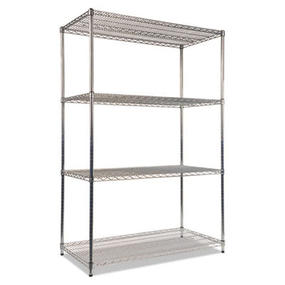 Alera® NSF Certified Industrial Heavy-Duty Wire Shelving Starter Kit, 48w x 24d x 72h, Silver Shelving Units-Multiuse Shelving-Open - Office Ready