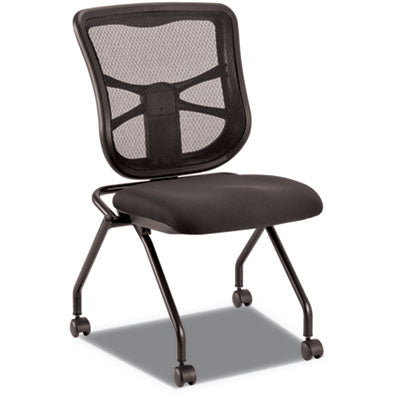 Alera® Elusion Mesh Nesting Chairs, Supports Up to 275 lb, Black, 2/Carton Chairs/Stools-Folding & Nesting Chairs - Office Ready