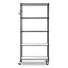 Alera® 5-Shelf Wire Shelving Kit with Casters & Shelf Liners, 36w x 18d x 72h, Black Anthracite Shelving Units-Multiuse Shelving-Open - Office Ready