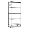Alera® 5-Shelf Wire Shelving Kit with Casters & Shelf Liners, 36w x 18d x 72h, Black Anthracite Shelving Units-Multiuse Shelving-Open - Office Ready
