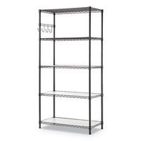 Alera® 5-Shelf Wire Shelving Kit with Casters & Shelf Liners, 36w x 18d x 72h, Black Anthracite Shelving Units-Multiuse Shelving-Open - Office Ready