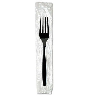 Dixie® Individually Wrapped Heavyweight Utensils, Polystyrene, Black, 1,000/Carton Utensils-Disposable Fork - Office Ready